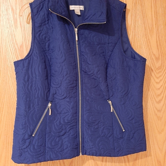Christopher & Banks Royal Blue Patterned Zip Vest Size Large - Picture 1 of 9